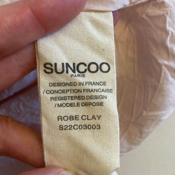 SUNCOO Paris Cream Orange & Pink Floral Clay Midi Dress size T3/ L - Picture 11 of 16